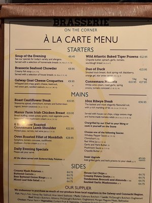 Menu photo 4 Brasserie On The Corner Galway, G Menu photo 4 Brasserie On The Corner Galway, G