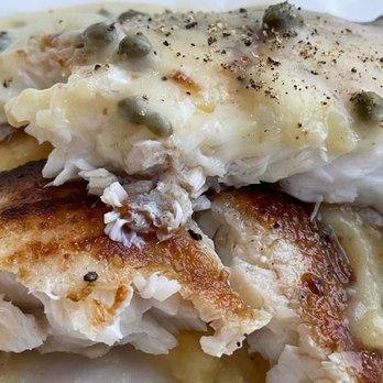 Oscar's Oceanside - pan-seared fresh catch flounder close-up - Seafood Near Me - Virginia Beach, Virginia