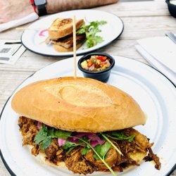Batch Brewing Company - Cochinita Torta! This was the special for cinco de mayo holiday. My husband got the PLT pork belly lettuce and tomato. Also extra yummy.
