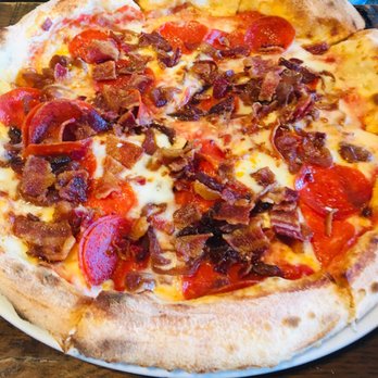 Baker's Crust Artisan Kitchen - Pizza with pepperoni, bacon, and caramelized onions - Breakfast & Brunch Near Me - Ashburn, Virginia Baker's Crust Artisan Kitchen - Pizza with pepperoni, bacon, and caramelized onions - Breakfast & Brunch Near Me - Ashburn, Virginia