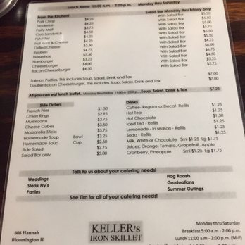 Keller's Iron Skillet & Catering - Menu - New American Near Me - Bloomington, Illinois Keller's Iron Skillet & Catering - Menu - New American Near Me - Bloomington, Illinois
