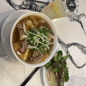 Pho Lovers 4 - Number 7 (Rare Beef and Fatty Flank) + Iced Lemonade - Vietnamese Near Me - Rowland Heights, California Pho Lovers 4 - Number 7 (Rare Beef and Fatty Flank) + Iced Lemonade - Vietnamese Near Me - Rowland Heights, California