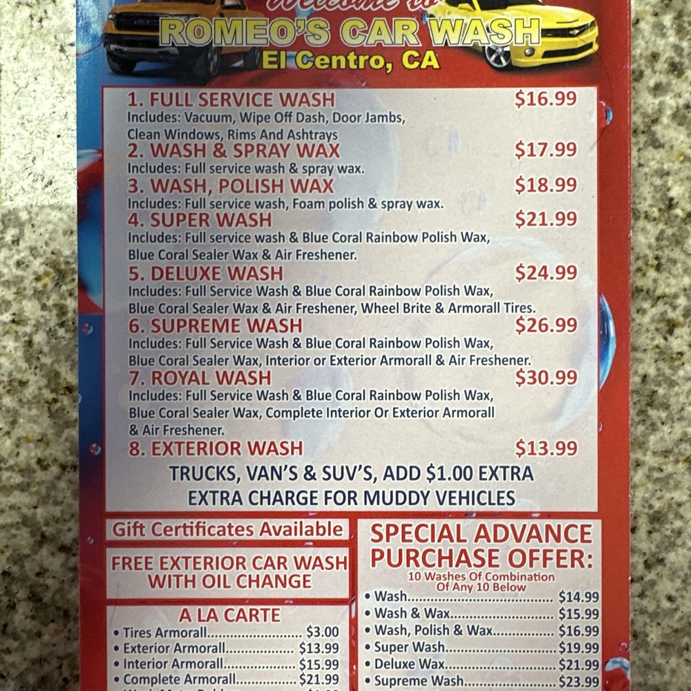 Car wash prices