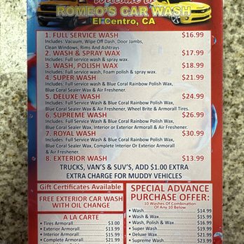 Romeo's Car Wash - Car wash prices - Car Wash Near Me - El Centro, California