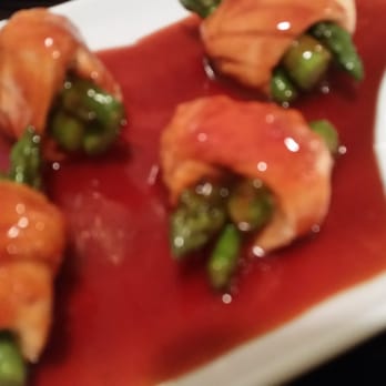 Momotaro - Asparagus wrapped with salmon - Japanese Near Me - Clark, New Jersey Momotaro - Asparagus wrapped with salmon - Japanese Near Me - Clark, New Jersey