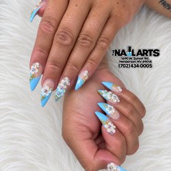The Nail Arts - The color is perfect. Light blue and white flowers!