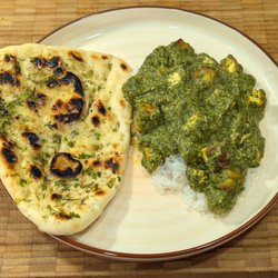 The Palak Paneer I made at home with the Paneer I bought here. And one of the Naan I pan fried.