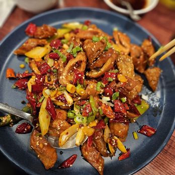Benyue Restaurant - Fried pork intestine with chili's. - Dim Sum Near Me - Indianapolis, Indiana