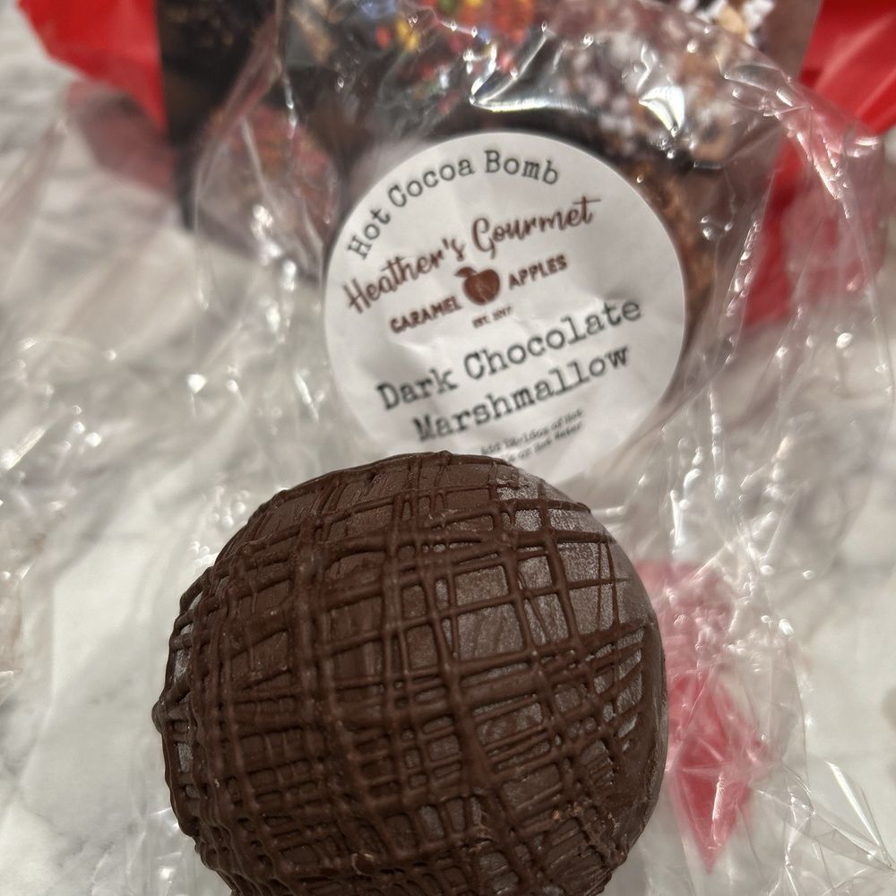 Heather's Gourmet Caramel Apples - Dark chocolate marshmallow hot cocoa bomb - Desserts Near Me - Springboro, Ohio Heather's Gourmet Caramel Apples - Dark chocolate marshmallow hot cocoa bomb - Desserts Near Me - Springboro, Ohio