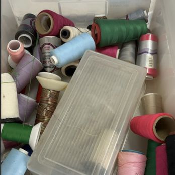 Orange County Packouts - A lot of serger thread (not all I had). But how many spools are there? What is inside the milky whit box? - Damage Restoration Near Me - Santa Ana, California Orange County Packouts - A lot of serger thread (not all I had). But how many spools are there? What is inside the milky whit box? - Damage Restoration Near Me - Santa Ana, California