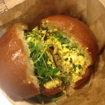 Eggslut - Egg salad sandwich. Lots of sprouts. Where's the mayo? - Breakfast & Brunch Near Me - Los Angeles, California