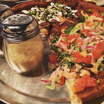 The Pan - the Mexican pizza & half all american cheeseburger pizza, bomb.com - Pizza Near Me - Long Beach, California