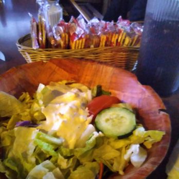 Monte Carlo Steak House - Salad and soda (their house  blue cheese dressing was good!) - Steakhouses Near Me - Albuquerque, New Mexico