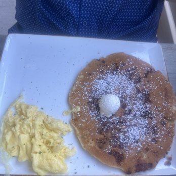 First Watch - Cinnamon chip pancake (seasonal) with scrambled eggs - Breakfast & Brunch Near Me - Brandon, Florida