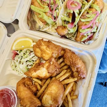 Sal De Mar - Halibut fish & chips. Halibut fish tacos - Fish & Chips Near Me - Newport, Oregon Sal De Mar - Halibut fish & chips. Halibut fish tacos - Fish & Chips Near Me - Newport, Oregon