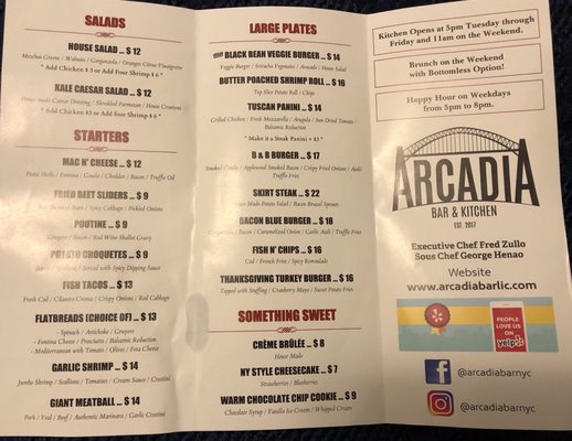 Menu photo 7 Arcadia Bar & Kitchen Astoria, NY