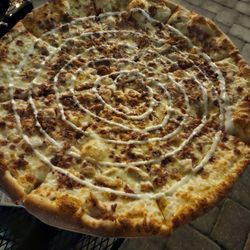 Bronx Pizza - Large Chicken Bacon Ranch Pizza. Delicious fresh! Still good later, but not as impactful. I even ate the crust, which is uncommon for me