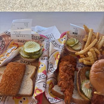 Dave's Hot Chicken - Number Dave's #3 1 Tender & 1 Slider w/ Fries, with 1 Dave's Hot Mozz 1 Piece - Chicken Shop Near Me - Lubbock, Texas Dave's Hot Chicken - Number Dave's #3 1 Tender & 1 Slider w/ Fries, with 1 Dave's Hot Mozz 1 Piece - Chicken Shop Near Me - Lubbock, Texas