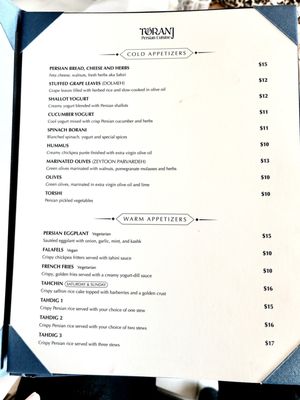 Menu photo 1 Toranj Manhattan Beach, CA Menu photo 1 Toranj Manhattan Beach, CA