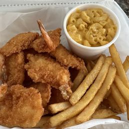 The 10 piece shrimp with fries and mac and cheese The 10 piece shrimp with fries and mac and cheese