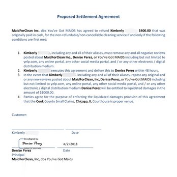 You've Got Maids - Contract I was forced to sign if I wanted my already-promised refund. - Home Cleaning Near Me - Orland Park, Illinois You've Got Maids - Contract I was forced to sign if I wanted my already-promised refund. - Home Cleaning Near Me - Orland Park, Illinois