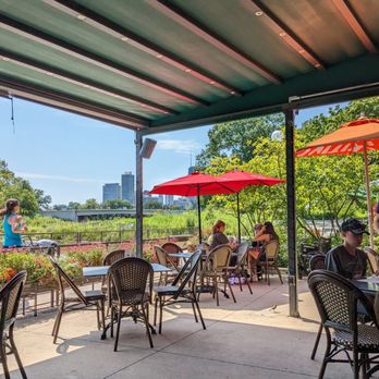 Cafe Brauer - a group of people sitting at tables under umbrellas - Venues & Event Spaces Near Me - Chicago, Illinois