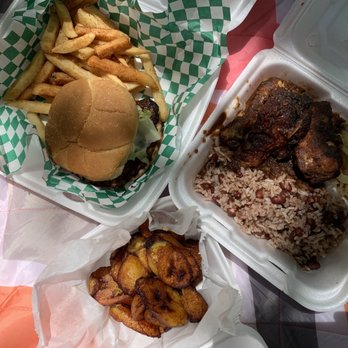 Jamaican Jerk Pit - Beautiful picnic! Fried plantains, jerk chicken sandwich, and jerk chicken lunch special! Very filling for 2 people. - Caribbean Near Me - Ann Arbor, Michigan Jamaican Jerk Pit - Beautiful picnic! Fried plantains, jerk chicken sandwich, and jerk chicken lunch special! Very filling for 2 people. - Caribbean Near Me - Ann Arbor, Michigan