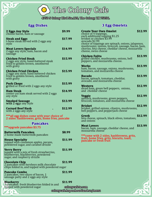 Menu photo 2 The Colony Cafe The Colony, TX