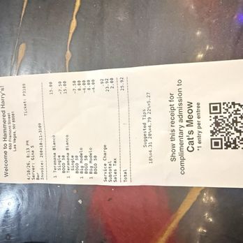 Hammered Harry’s - This was my tab i was so shocked - Beer Bar Near Me - Las Vegas, Nevada Hammered Harry’s - This was my tab i was so shocked - Beer Bar Near Me - Las Vegas, Nevada