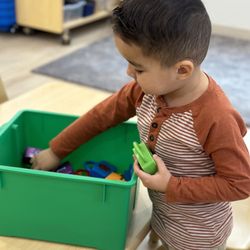Playing with clean, high quality, educational toys!