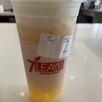 7 Leaves Cafe - A Large Sea Cream Jasmine Tea with Crystal Boba  ($4.50 + $0.75 for the large size + $0.60 for the Crystal Boba) - Coffee & Tea Near Me - Houston, Texas