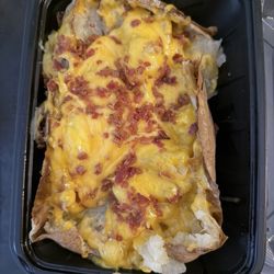 My potato with sour cream, cheese and bacon bits.