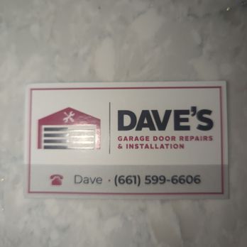 Dave’s Garage Doors - Business Card - Garage Door Services Near Me
