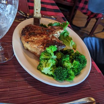 Mt Shasta - That's the Jimmy Stewart pork chop with broccoli - New American Near Me - Michigamme, Michigan Mt Shasta - That's the Jimmy Stewart pork chop with broccoli - New American Near Me - Michigamme, Michigan