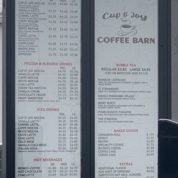 Cup O' Joy Coffee Barn - Menu - Bubble Tea Near Me - Edgerton, Ohio