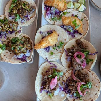 AÑEJO - Fish, mushroom and beef tacos.  $4 EA during happy hour - Mexican Near Me - Toronto, Ontario