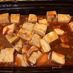 Mapo Tofu: sooo greasy and no meat! It's supposed to have ground pork. Mapo Tofu: sooo greasy and no meat! It's supposed to have ground pork.