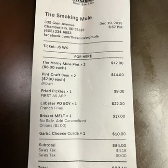The Smoking Mule - Bill - American Near Me - Chamberlain, South Dakota