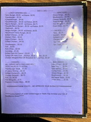 Menu photo 4 Fayes Cafe Gainesboro, TN