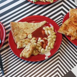 three plates of food