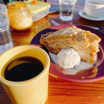 Nepenthe - Deep dish apple pie a la mode with coffee - New American Near Me - Big Sur, California Nepenthe - Deep dish apple pie a la mode with coffee - New American Near Me - Big Sur, California