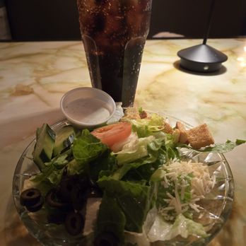 Milano's Pizzeria - Salad with ranch dressing and a Dr. Pepper to drink - Pizza Near Me - Mesa, Arizona