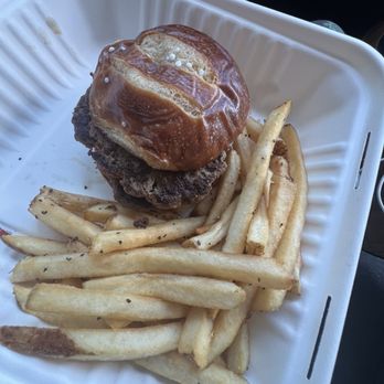 Adopted Dog Brewing - Hamburger with fries - Venues & Event Spaces Near Me - Lafayette, Louisiana