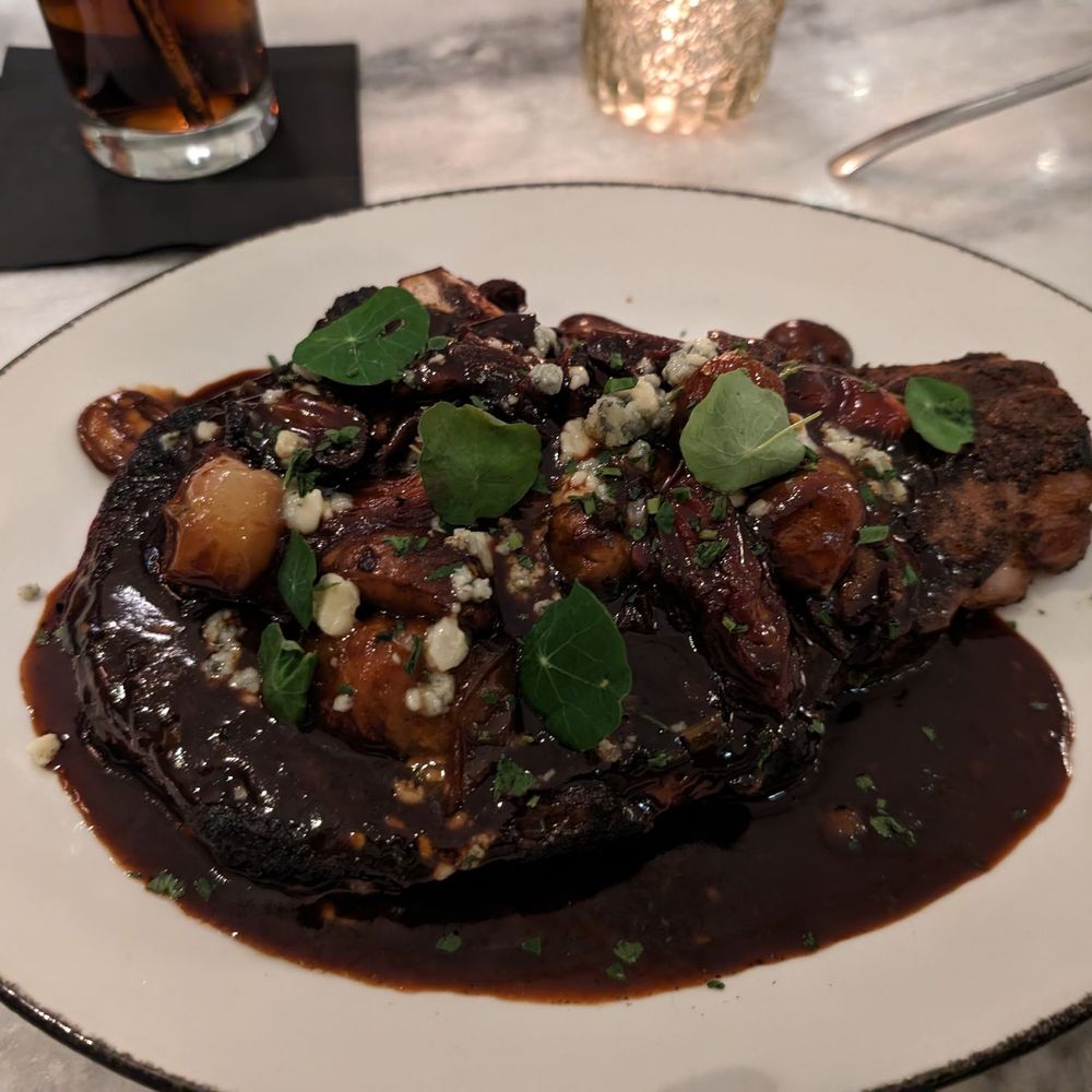 Rib eye with mushroom ragout, she shall be named Lucy from henceforth Rib eye with mushroom ragout, she shall be named Lucy from henceforth