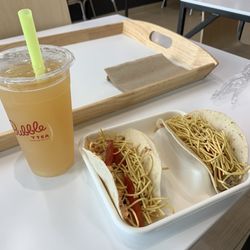 Balance Pan-Asian Grille - Soho Chicken Tacos with lemonade