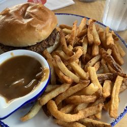 Swiss Chalet Rotisserie & Grill - Veggie burger & fries (they forgot to dress my burger and brought the toppings separately)
