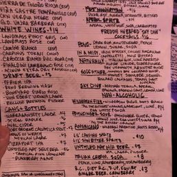 Drink menu Drink menu