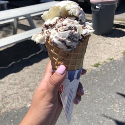 a hand holding an ice cream cone