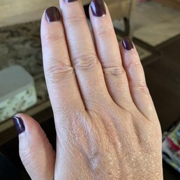 Gel Polish in Wicked Love over natural short nails