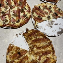 Bacon cheeseburger pizza, meat lovers pizza, chicken bacon ranch and BBQ chicken pizza Bacon cheeseburger pizza, meat lovers pizza, chicken bacon ranch and BBQ chicken pizza